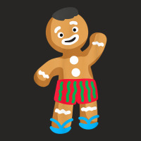 Gingerbread Man In Swimming Trunks  Christmas In July T Shirt Ladies Fitted T-shirt | Artistshot