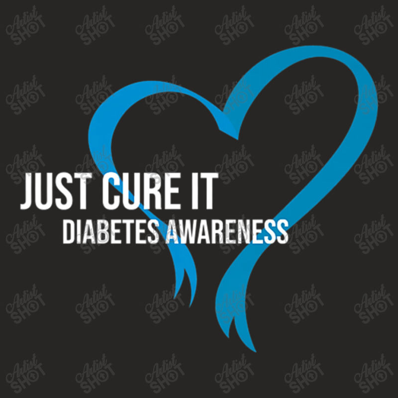 Cure Blue Ribbon Fight Diabetes Raise Awareness Month Ladies Fitted T-Shirt by NathanielDesign | Artistshot