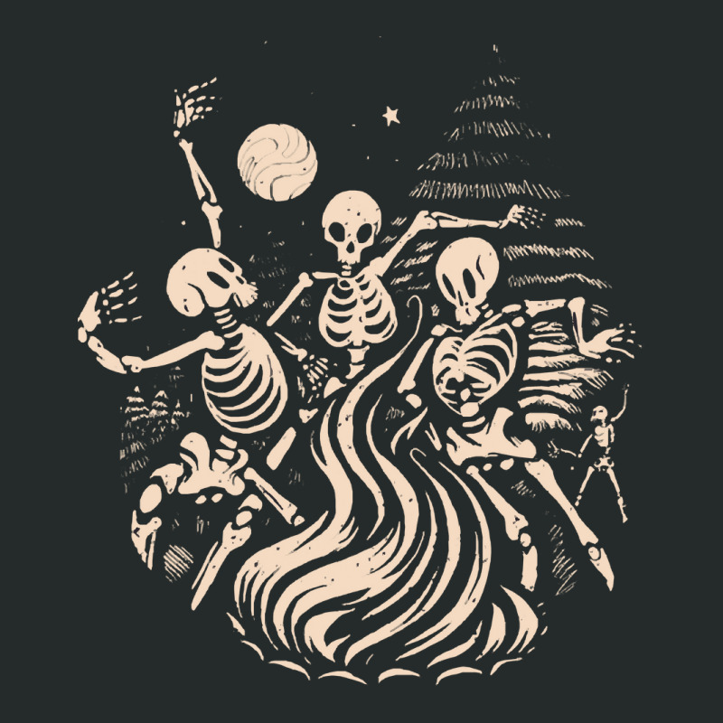 Halloween T  Shirt Skeletons Dancing Around A Fire Under The Moon T  S Women's Triblend Scoop T-shirt by honestglory | Artistshot