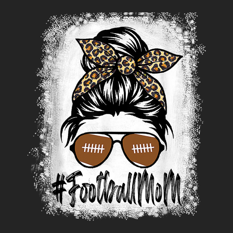 Messy Bun Player Bleached Football Mom Life With Leopard 3/4 Sleeve Shirt by pester | Artistshot