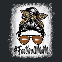 Messy Bun Player Bleached Football Mom Life With Leopard Crewneck Sweatshirt | Artistshot