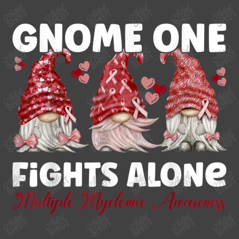 Gnome One Fights Alone Burgundy  Multiple Myeloma Awareness Vintage T-Shirt by NathanielDesign | Artistshot