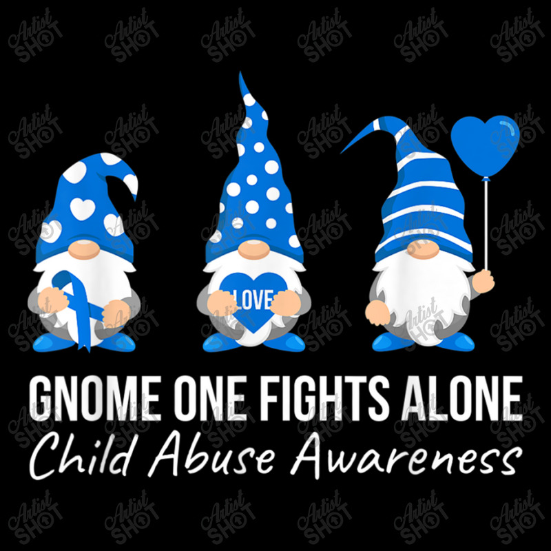 Gnome One Fights Alone Child Abuse Awareness Blue Ribbon V-Neck Tee by NathanielDesign | Artistshot