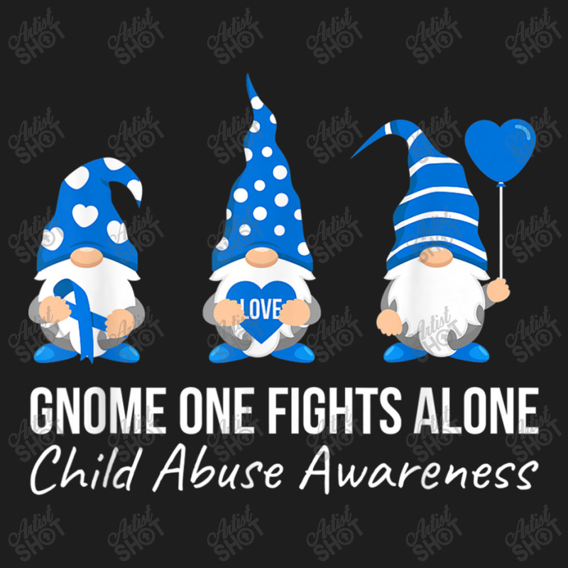 Gnome One Fights Alone Child Abuse Awareness Blue Ribbon Classic T-shirt by NathanielDesign | Artistshot