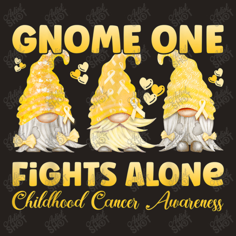 Gnome One Fights Alone Gold Childhood Cancer Awareness Tank Top by NathanielDesign | Artistshot