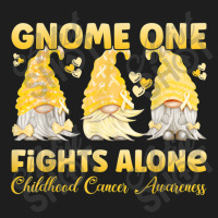 Gnome One Fights Alone Gold Childhood Cancer Awareness Classic T-shirt | Artistshot