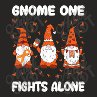 Gnome One Fights Alone Leukemia Awareness Gnome Pun Ladies Fitted T-shirt | Artistshot