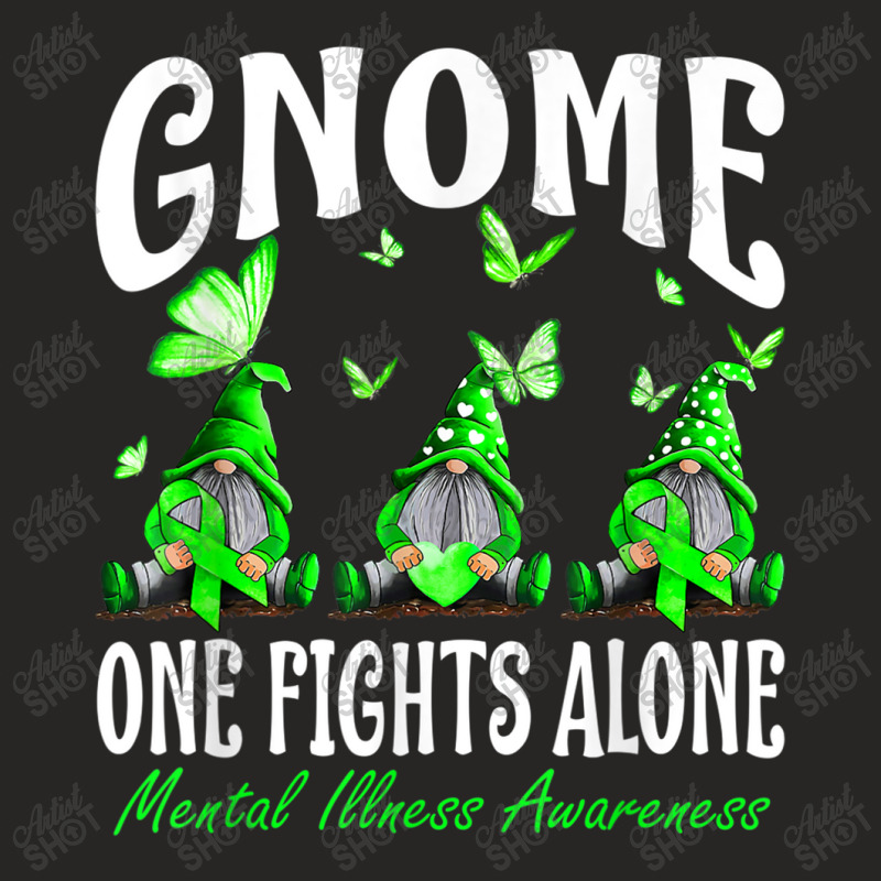 Gnome One Fights Alone Mental Illness Awareness Ladies Fitted T-Shirt by NathanielDesign | Artistshot