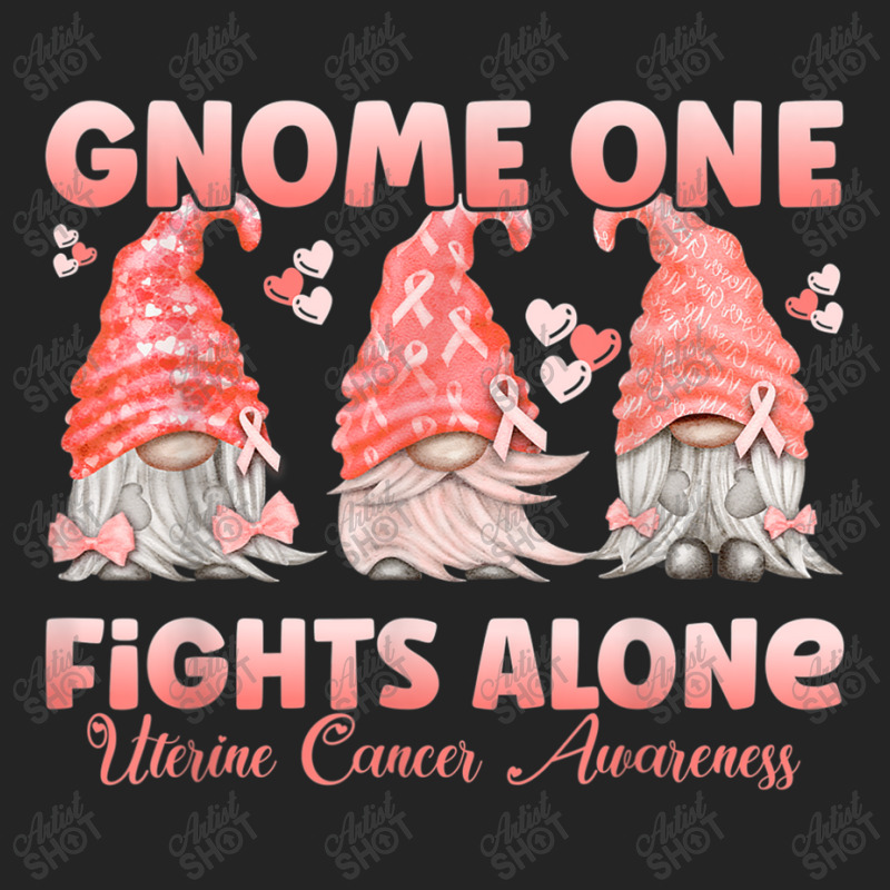 Gnome One Fights Alone Peach  Uterine Cancer Awareness 3/4 Sleeve Shirt by NathanielDesign | Artistshot