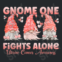 Gnome One Fights Alone Peach  Uterine Cancer Awareness Crewneck Sweatshirt | Artistshot