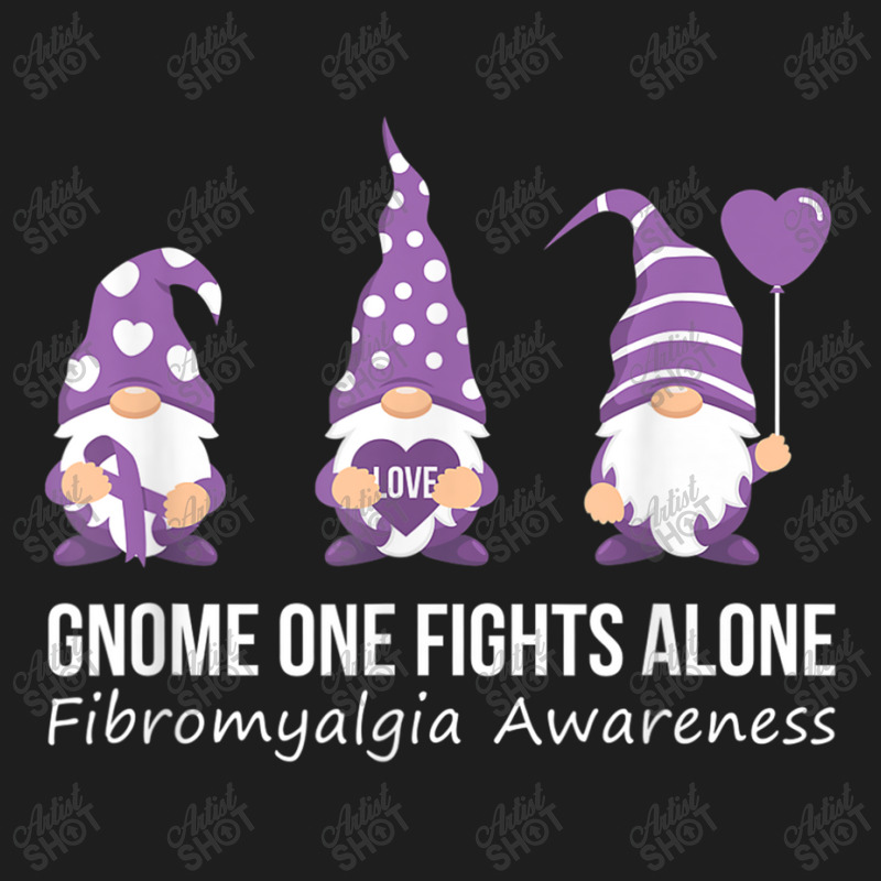 Gnome One Fights Alone  Fibromyalgia Awareness Warrior Classic T-shirt by NathanielDesign | Artistshot