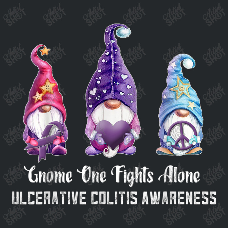 Gnome One Fights Alone Ulcerative Colitis Awareness Crewneck Sweatshirt by NathanielDesign | Artistshot