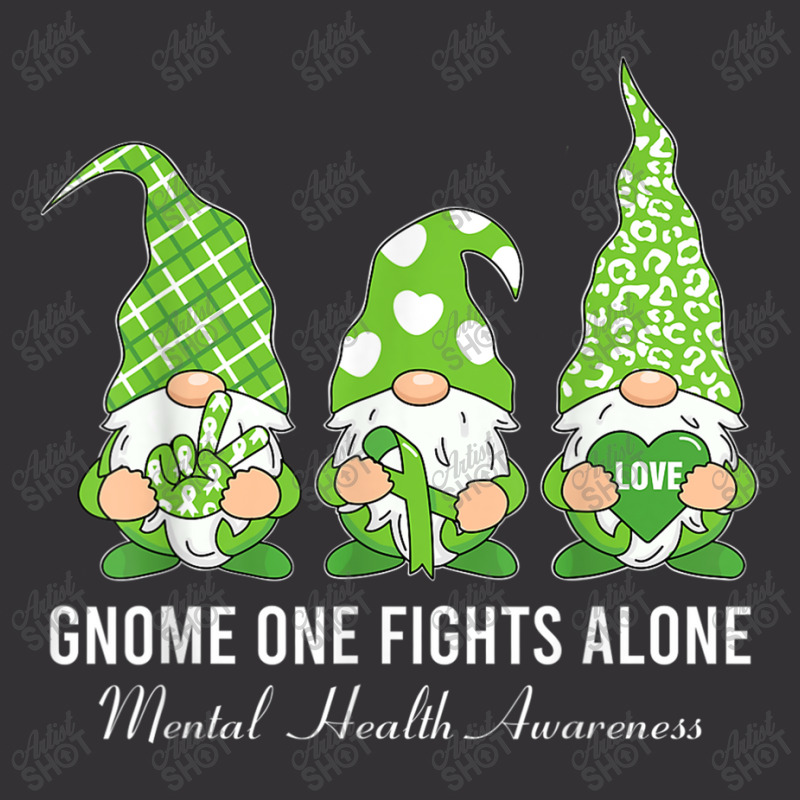 Green Ribbon Gnome One Fights Alone Mental Health Awareness Vintage Short by NathanielDesign | Artistshot