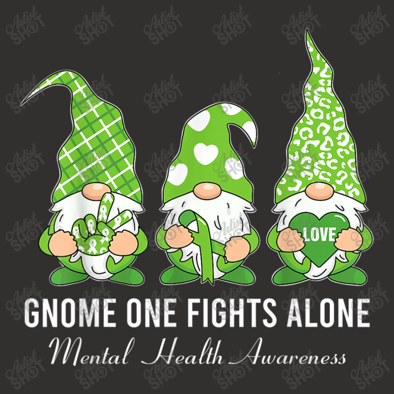 Green Ribbon Gnome One Fights Alone Mental Health Awareness Champion Hoodie by NathanielDesign | Artistshot