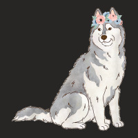 Floral Grey Siberian Husky Lovers Husky Dog Mom Ladies Fitted T-shirt | Artistshot