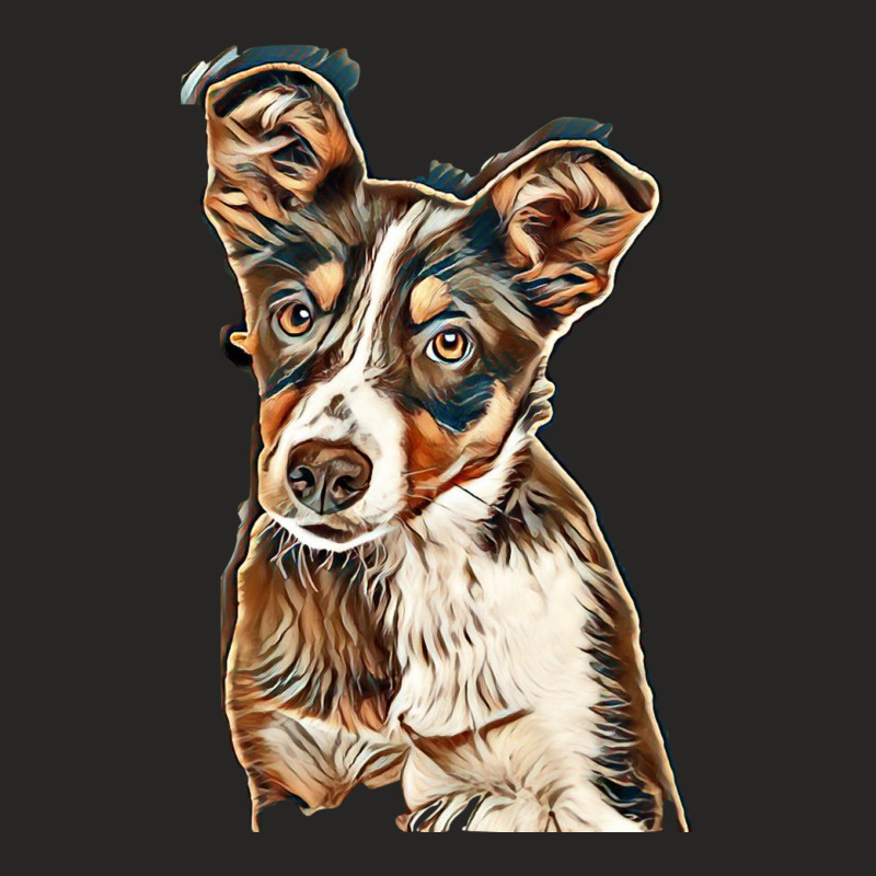 Australian Shepherd Dog Against Green Background Ladies Fitted T-Shirt by Kemnabi | Artistshot