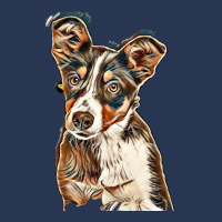 Australian Shepherd Dog Against Green Background Ladies Denim Jacket | Artistshot