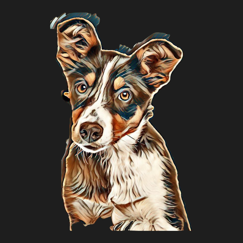 Australian Shepherd Dog Against Green Background Classic T-shirt by Kemnabi | Artistshot