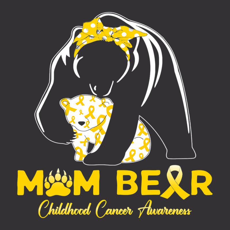 Mama Bear Childhood Cancer Awareness Month Gold Ribbon 153 Vintage Hoodie | Artistshot