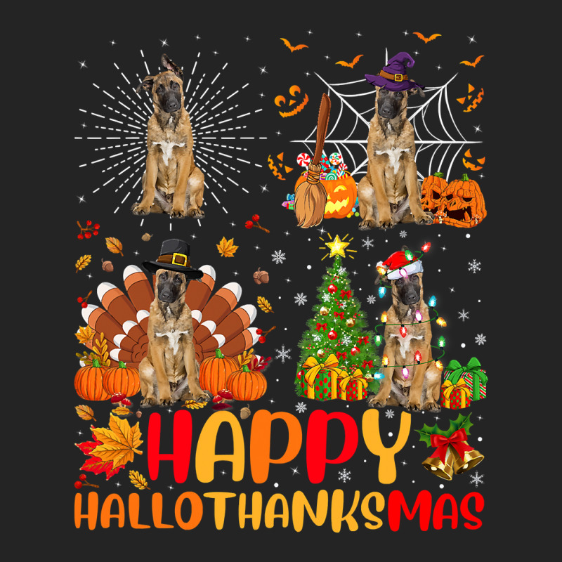 Halloween Thanksgiving Christmas Malinois Dog Hallothanksmas 3/4 Sleeve Shirt by peafowl | Artistshot