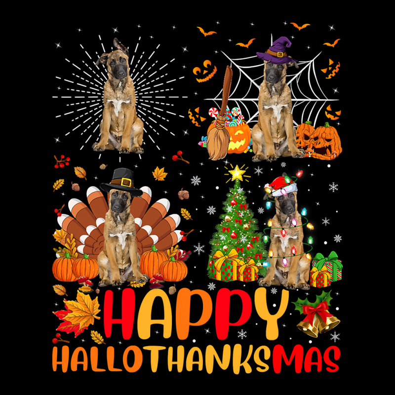 Halloween Thanksgiving Christmas Malinois Dog Hallothanksmas Men's 3/4 Sleeve Pajama Set by peafowl | Artistshot