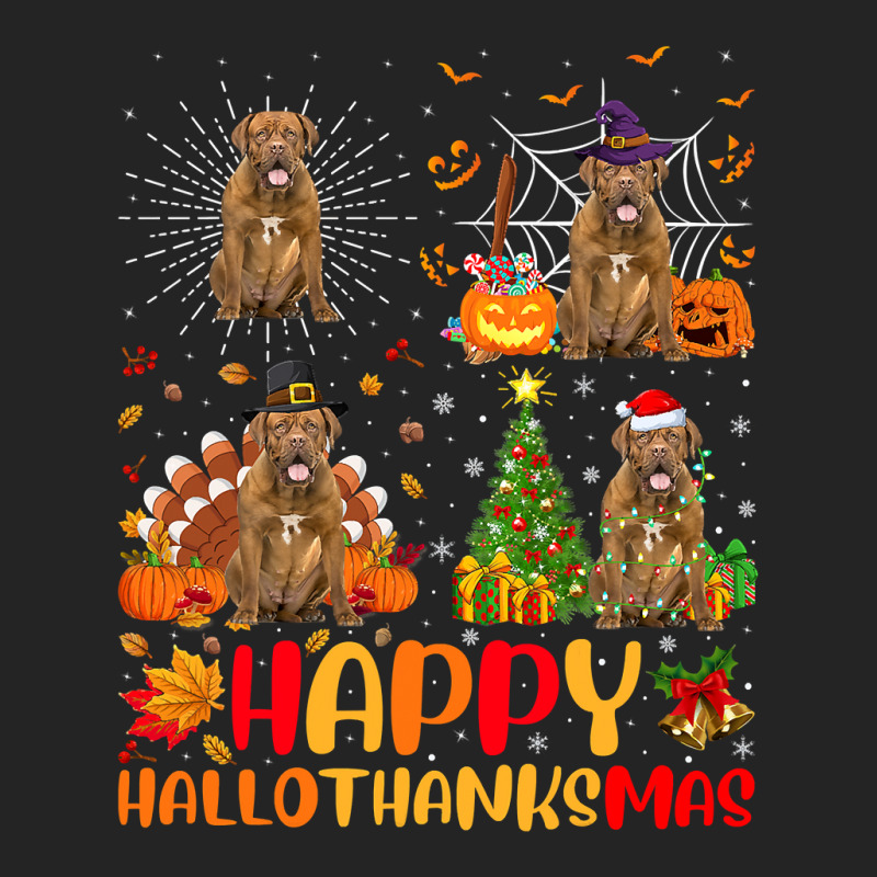 Halloween Christmas Dogue De Bordeaux Dog Hallothanksmas 3/4 Sleeve Shirt | Artistshot