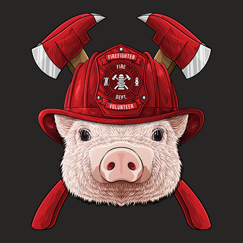 Firefighter Pig Fireman Boys Kids Fire Rescue Farm Animal 249 Ladies Fitted T-Shirt by peafowl | Artistshot