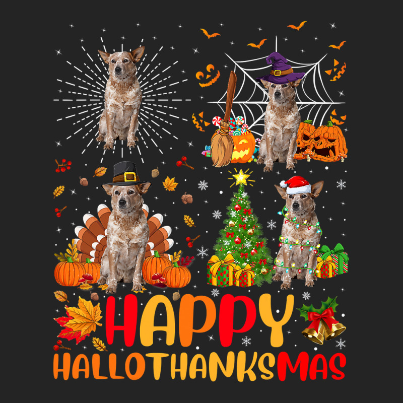 Halloween Christmas Australian Cattle Dog Hallothanksmas 3/4 Sleeve Shirt by peafowl | Artistshot