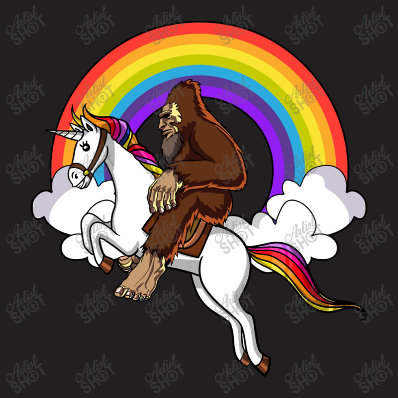 Bigfoot Riding Unicorn T-shirt | Artistshot