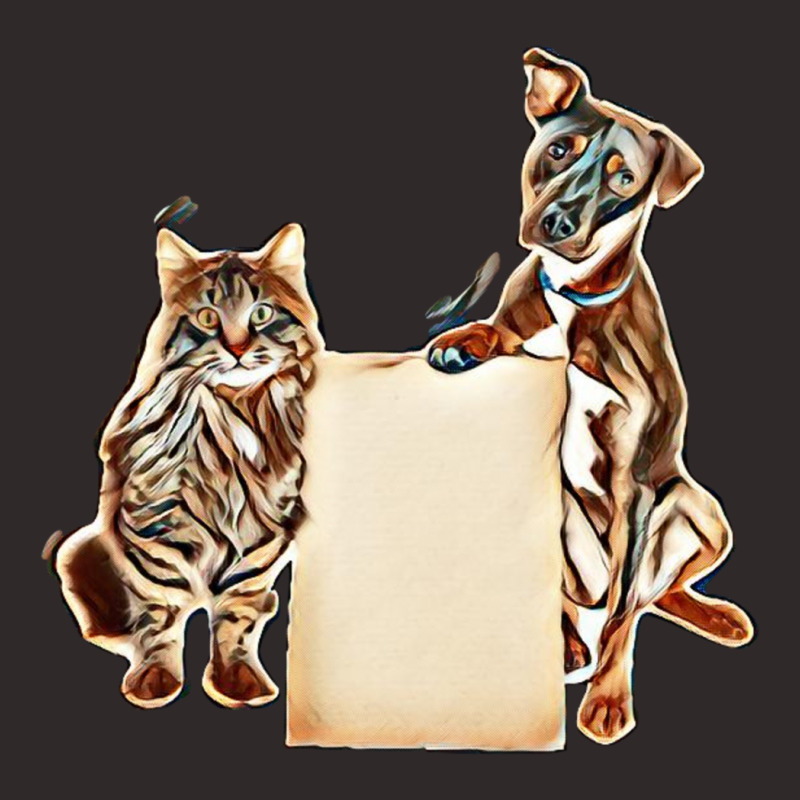 Cat And Dog Together Holding Blank Cardboard Sign To Enter Your Messag Racerback Tank by Kemnabi | Artistshot