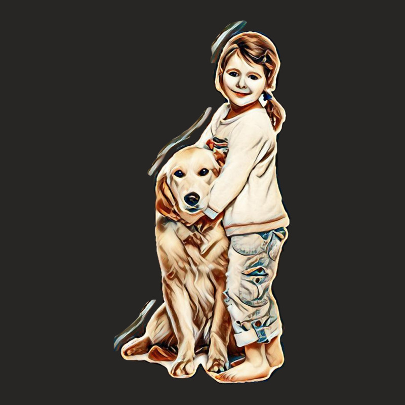 Little Girl With Dog Ladies Fitted T-Shirt by Kemnabi | Artistshot