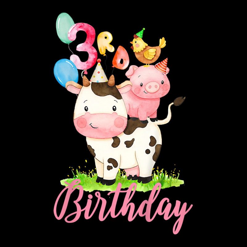 Kids 3 Years Old Girl Farm Animals It's My 3rd Birthday T Shirt Zipper 