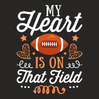 My Heart Is On That Field Funny Football Leopard Mom Ladies Fitted T-shirt | Artistshot