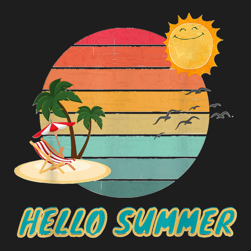 Hello Summer Vacation Palm Tree Sun Birds And Sea Classic T-shirt by WirtzRichard | Artistshot