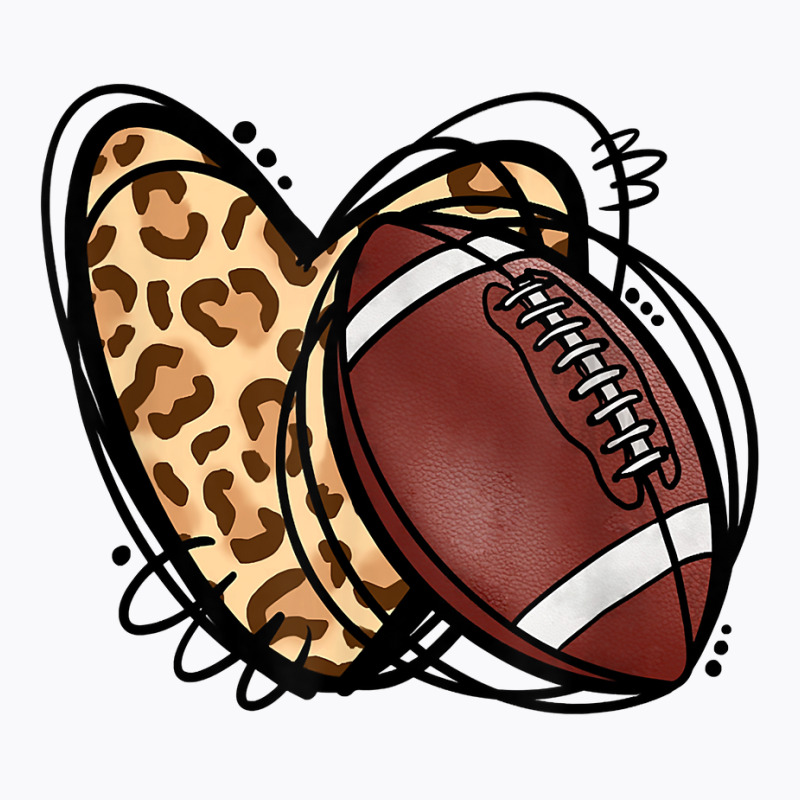 Leopard Heart Print Football Biggest Fan Football Season T Shirt T-shirt | Artistshot