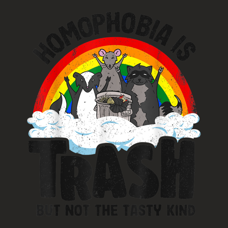 Homophobia Is Trash Gay Pride Raccoon Opossum Ally Lgbt T Shirt Ladies Fitted T-Shirt by KaseeDheera | Artistshot