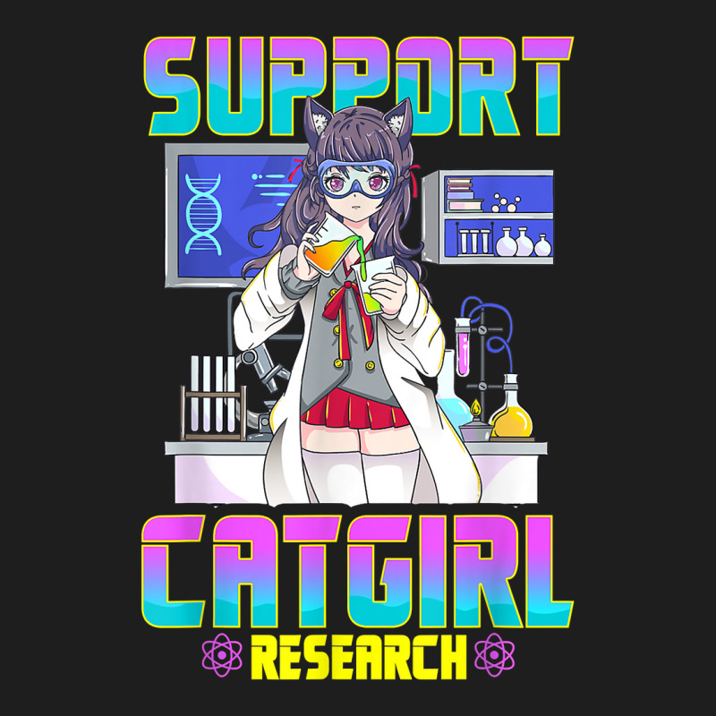  Support Catgirl Research Cute Anime Cat Girl Waifu Meme Neko  T-Shirt : Clothing, Shoes & Jewelry