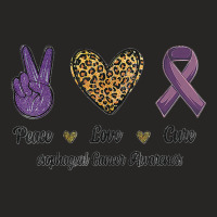 Peace Love Cure Esophageal Cancer Awareness Warrior Leopard Ladies Fitted T-shirt | Artistshot