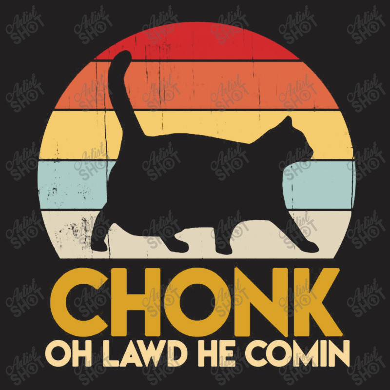 Funny Fat Cats Chonk Oh Lawd He Comin Vintage Retro Sunset T-shirt | Artistshot