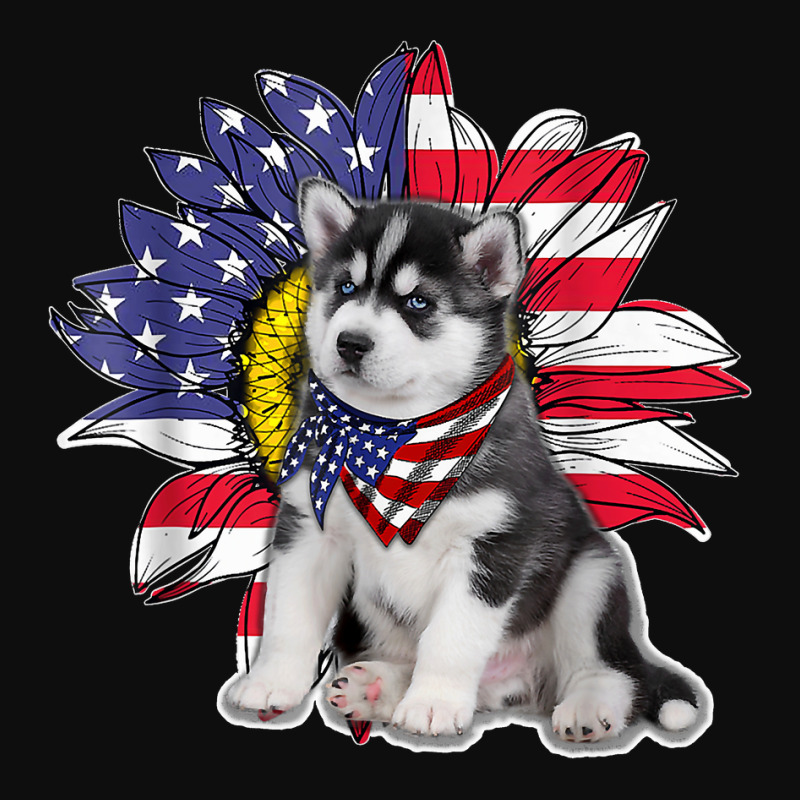 Sunflower American Flag Siberian Husky Dog Lovers Crop Top by EaglesonBonnie | Artistshot