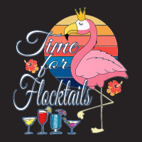 Time For Flocktails Retro Pink Flamingo Drinking Bird Puns Premium Vintage Cap | Artistshot