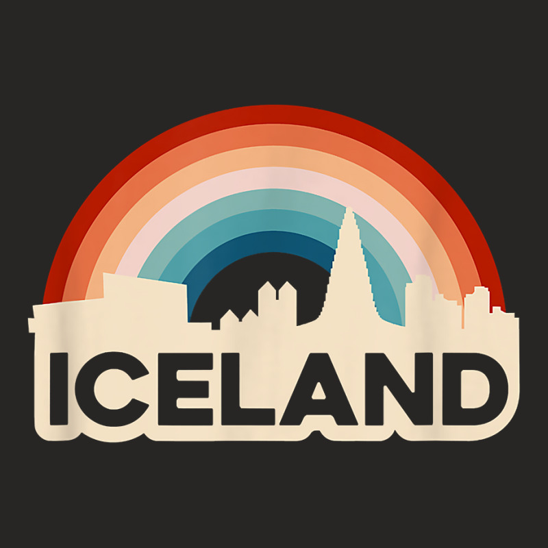 Iceland Reykjavik Rainbow Retro Skyline Tourist Souvenir T Shirt Ladies Fitted T-Shirt by fallenafsericebe | Artistshot