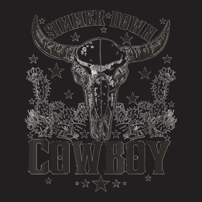 Western Bull Skull Simmer Down Cowboy Cowgirl Country T-shirt | Artistshot