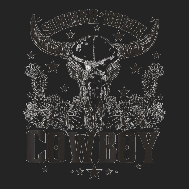 Western Bull Skull Simmer Down Cowboy Cowgirl Country 3/4 Sleeve Shirt | Artistshot