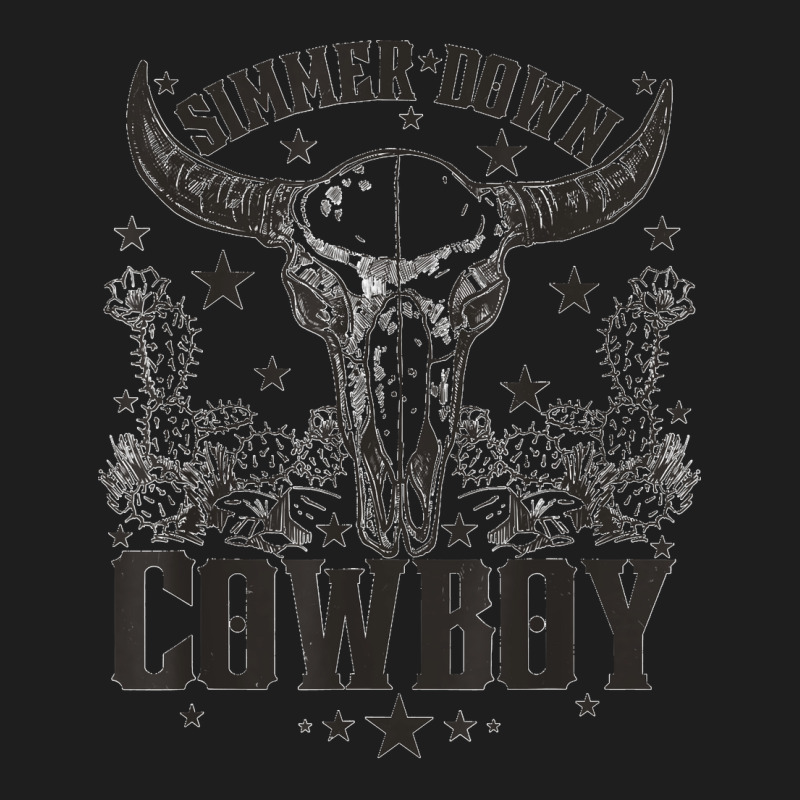 Western Bull Skull Simmer Down Cowboy Cowgirl Country Classic T-shirt | Artistshot