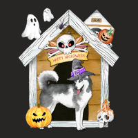 Funny Halloween Siberian Husky T  Shirt Halloween Siberian Husky Dog W Ladies Fitted T-shirt | Artistshot