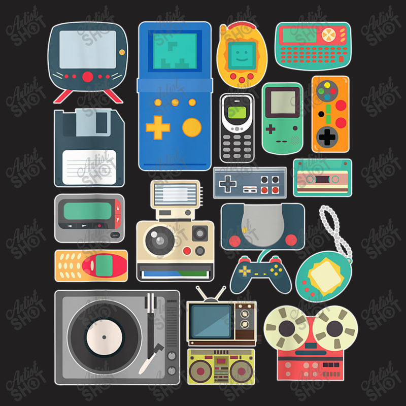 80s 90s Video Game Retro Vintage Classic Arcade Painting T-Shirt by FrederickDesign | Artistshot