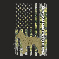 Vintage Hunting Camouflage Us Flag Australian Cattle Dog Ladies Fitted T-shirt | Artistshot