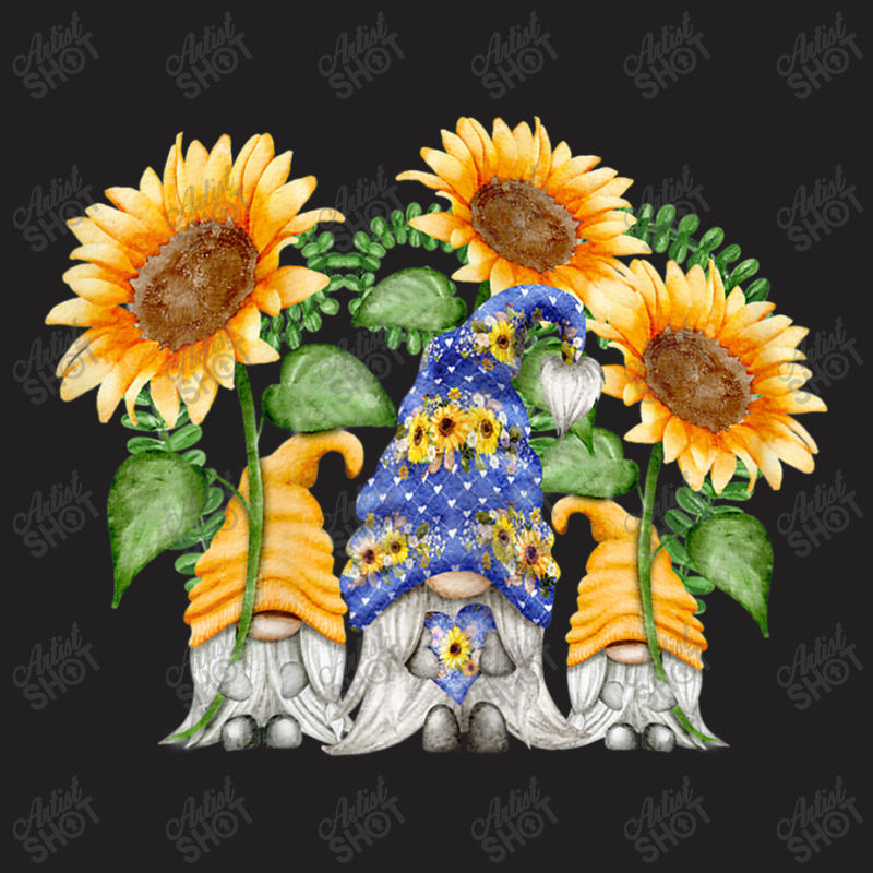 Womens Floral Sunflower Gnome Love & Heart For Hippies And Gardener T-shirt | Artistshot