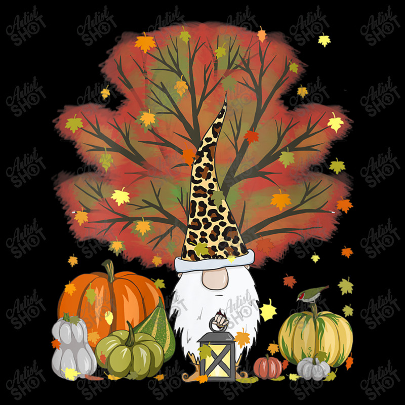 Womens Funny Fall Gnome Leopard Pumpkin Autumn Leaves Thanksgiving V-neck Tee | Artistshot